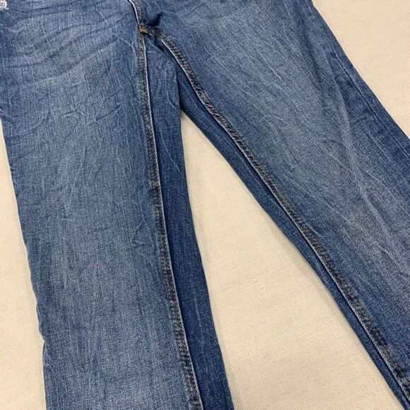 Zara Jeans US 2 24 Denim Blue Slim Leg Distressed Raw Hem Mid Rise The Skinny - Picture 5 of 7